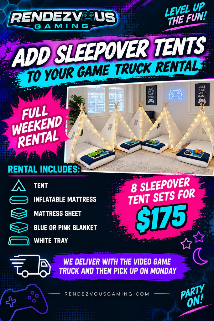 Video game truck birthday party in Phoenix and Chandler AZ - sleepover party bundle